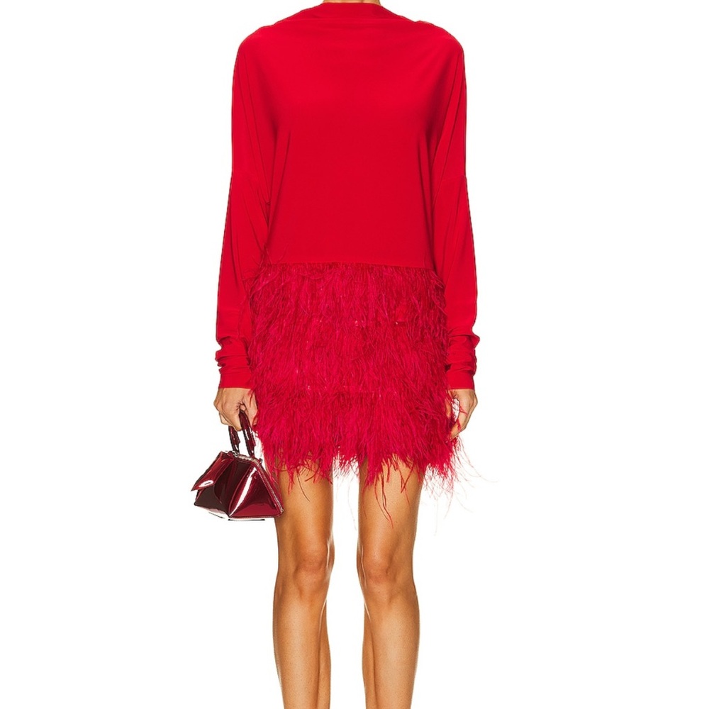 Norma Kamali Feather All In One Mini Dress NWT